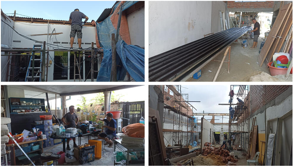 Preparing materials for construction work.